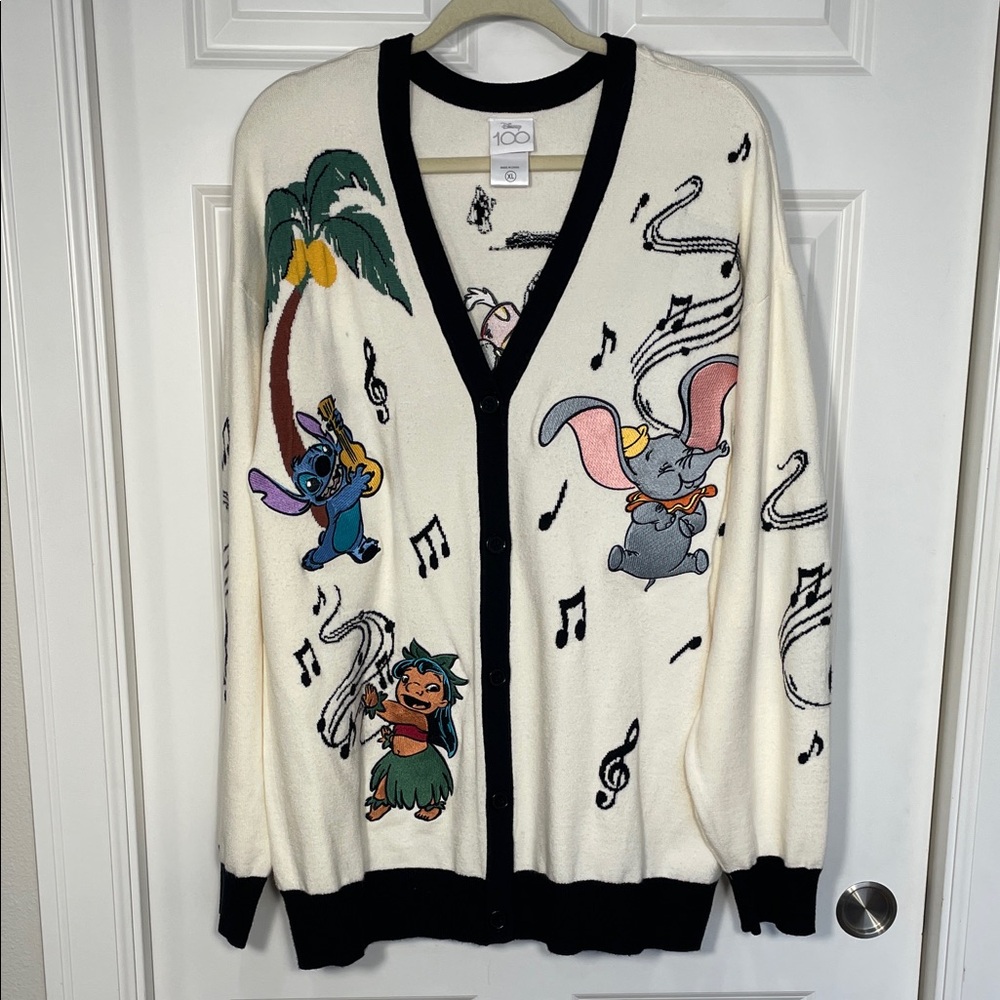 Disney 100 Musical Characters Cardigan Sx XL BoxLunch Exclusive V-neck Button Up - Picture 3 of 17